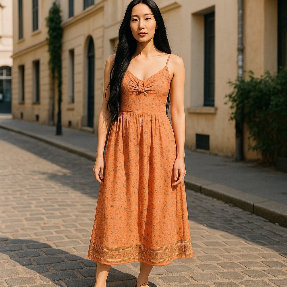 Mario Balthazar Floral Orange Dress Size 6